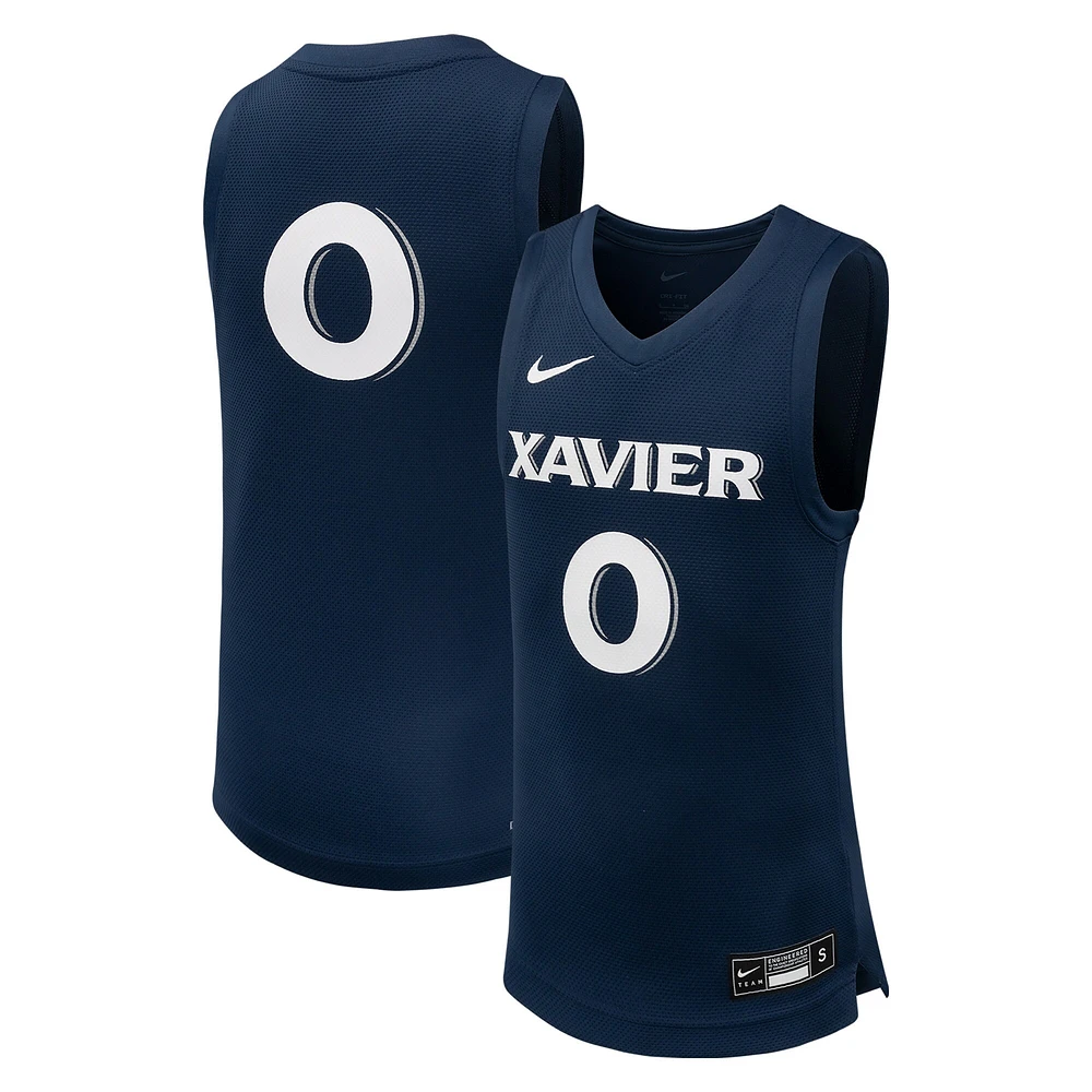 Maillot de basket-ball réplique l'équipe Xavier Musketeers Nike #0 bleu marine pour jeune