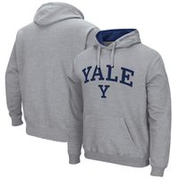 Men's Colosseum Heathered Gray Yale Bulldogs Arch and Logo Pullover Hoodie