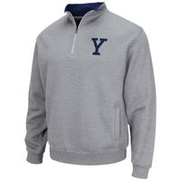 Men's Colosseum Heathered Gray Yale Bulldogs Tortugas Team Logo Quarter-Zip Jacket