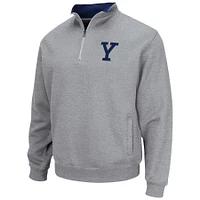 Men's Colosseum Heathered Gray Yale Bulldogs Tortugas Team Logo Quarter-Zip Jacket