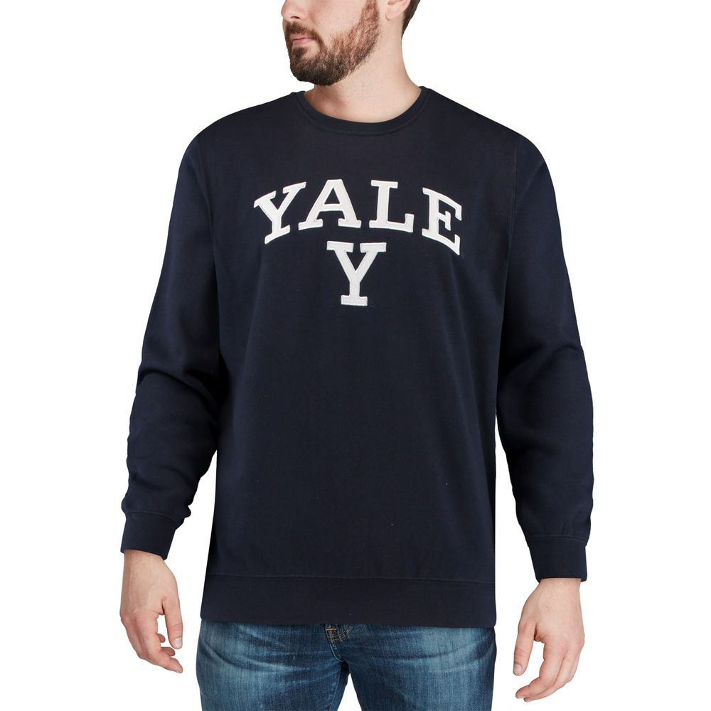 Men's Colosseum Navy Yale Bulldogs Arch & Logo Crew Neck Sweatshirt