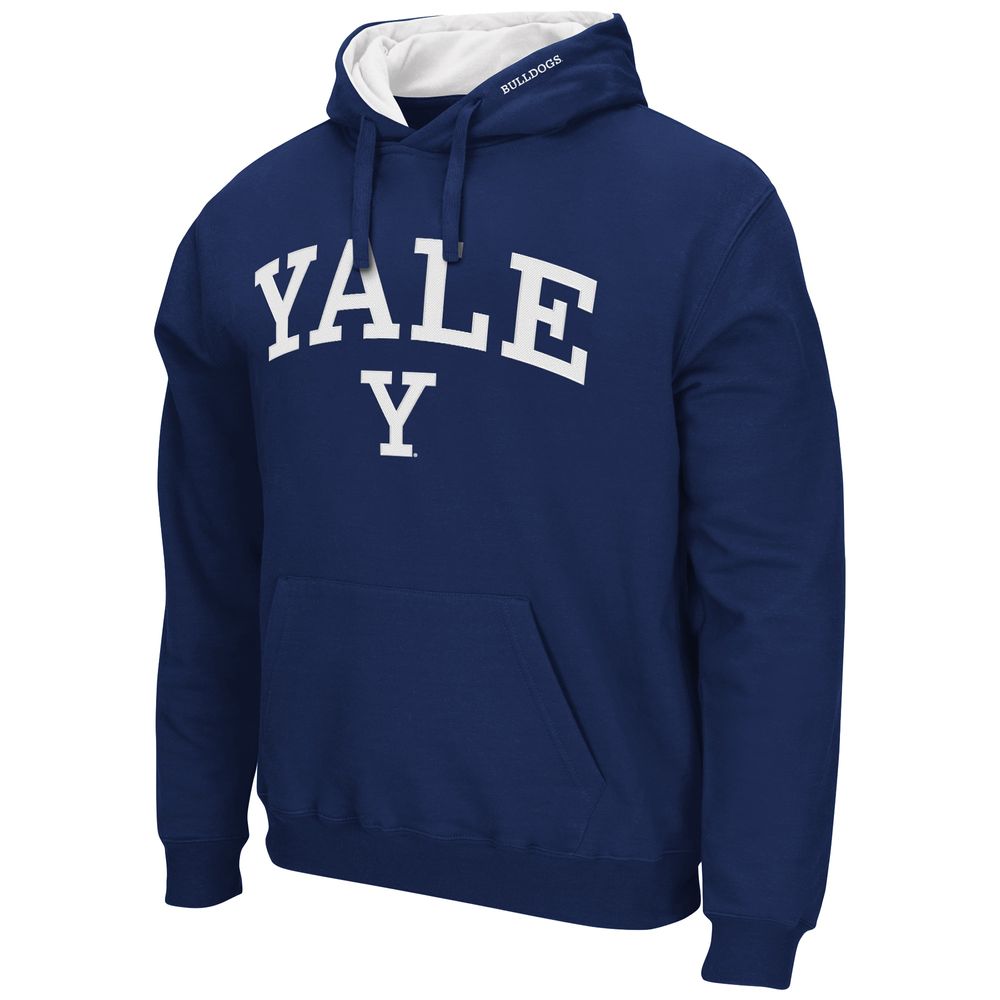 Men's Colosseum Navy Yale Bulldogs Arch and Logo Pullover Hoodie