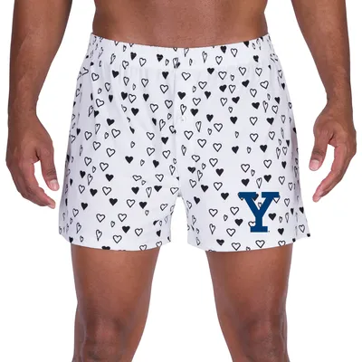Yale Bulldogs Concepts Sport Epiphany Allover Print Knit Boxer Shorts - White