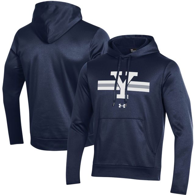 Under Armour Sweat à capuche en molleton rayures avec logo Yale Bulldogs bleu marine pour homme