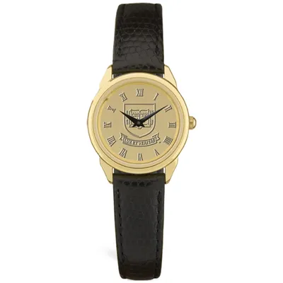 Yale Bulldogs Women's Medallion Leather Wristwatch - Gold/Black