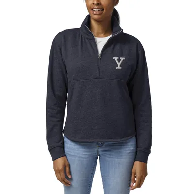 Yale Bulldogs League Collegiate Wear Women's Victory Springs Tri-Blend Quarter-Zip Pullover Sweatshirt - Heather Navy