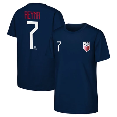 T-shirt avec nom et numéro USMNT de la marine Giovanni Reyna pour jeunes