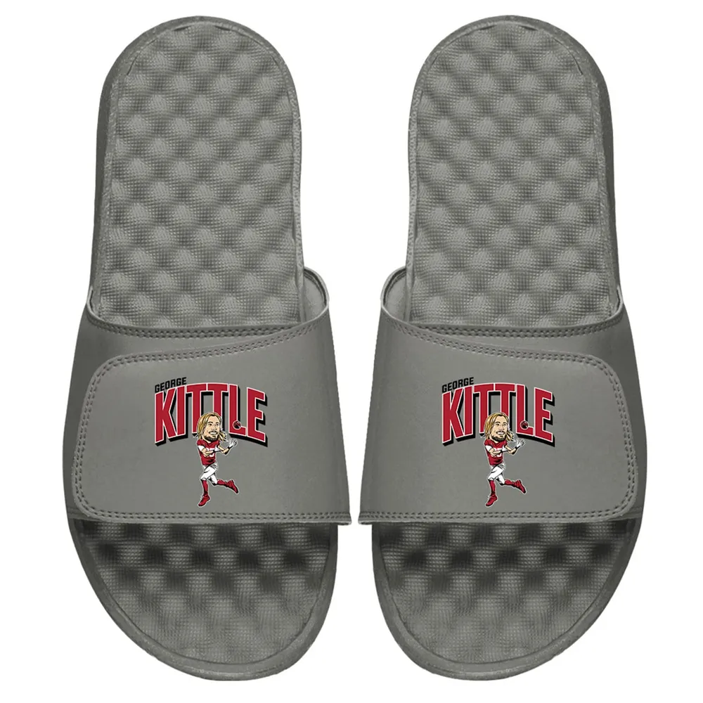 Lids George Kittle NFLPA ISlide X BreakingT Youth Caricature Slide Sandals  - Gray