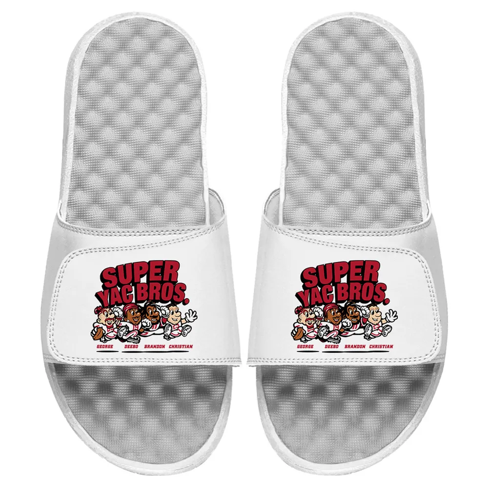 Youth ISlide x BreakingT Roquan Smith Gray NFLPA Wordmark Slide Sandals