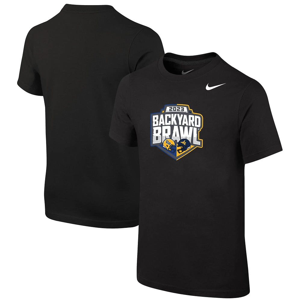 Youth Nike Black West Virginia Mountaineers vs. Pitt Panthers 2023 Backyard Brawl Logo T-Shirt