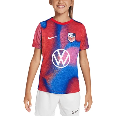 Youth Nike  Red/Blue USMNT 2024 Academy Pro Pre-Match Sponsor Top