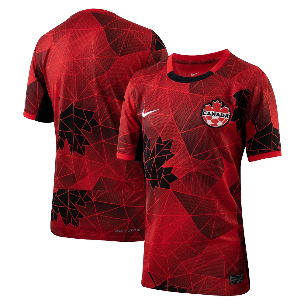 Maillot réplique domicile de l'équipe nationale féminine du Canada 2023 Nike rouge pour jeune