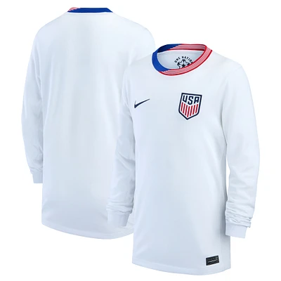 Youth Nike  White USMNT 2024 Home Replica Long Sleeve Jersey