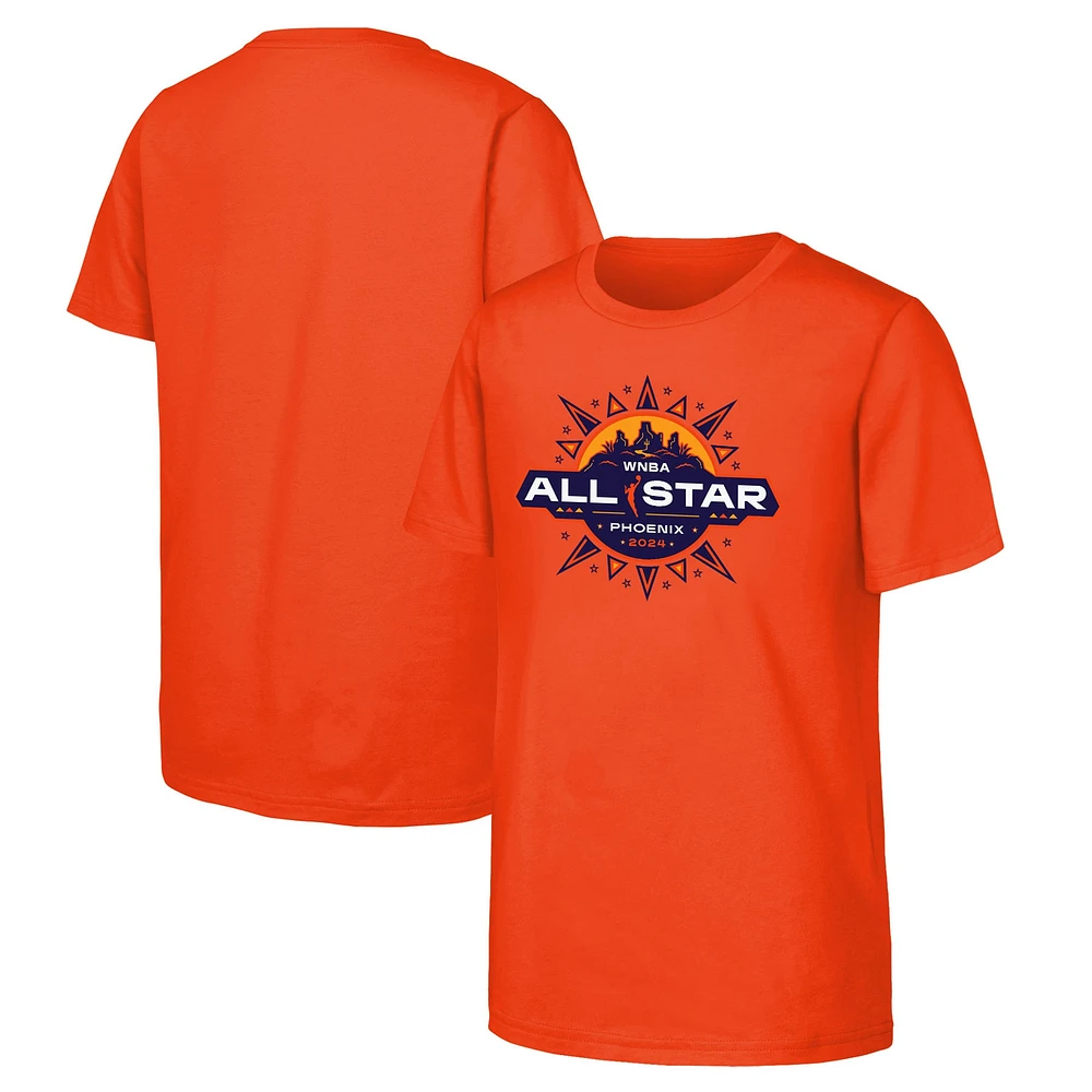 T-shirt orange avec logo principal du WNBA All-Star Game 2024 pour jeunes