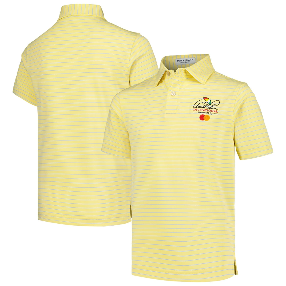 Youth Peter Millar Yellow Arnold Palmer Invitational Drum Stripe Performance Jersey Polo