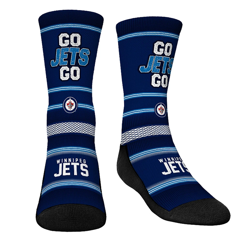 Youth Rock Em Socks Winnipeg Jets Team Slogan Crew Socks