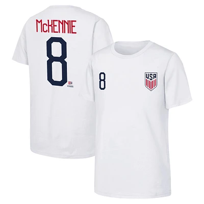 T-shirt blanc avec nom et numéro USMNT pour jeunes Weston McKennie