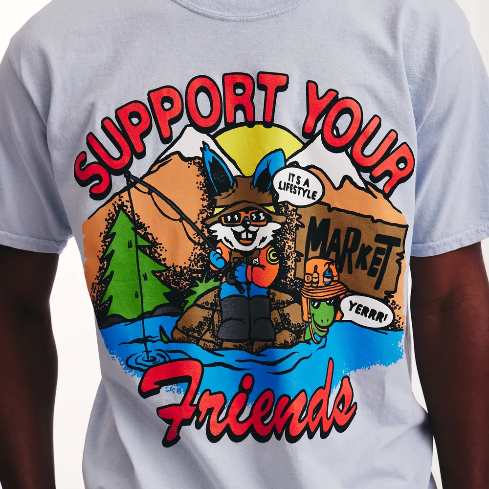 Market Mens Market Support Your Friends T-Shirt - Mens Blue/Multi Size S