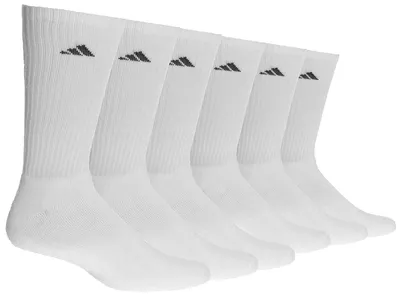 adidas Mens adidas Athletic 6-Pack Cushioned Crew Socks - Mens Black/White Size L