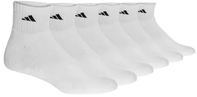 adidas Mens adidas Athletic 6-Pack Cushioned Quarter Socks - Mens White/Black Size L