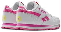 Reebok Girls Classic Leather - Girls' Preschool Shoes White/Atomic Pink/Electric Yellow