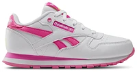 Reebok Girls Classic Leather - Girls' Preschool Shoes White/Atomic Pink/Electric Yellow