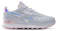 Reebok Girls Classic Leather Step N Flash - Girls' Preschool Running Shoes Grey/Pink