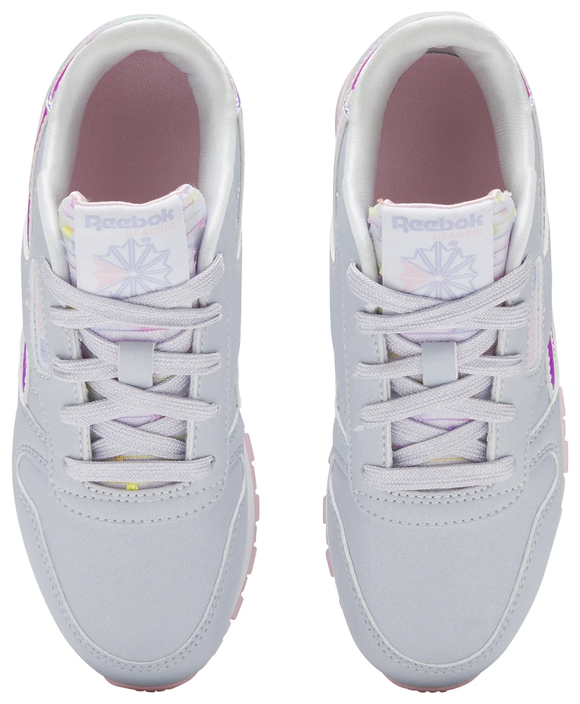 Reebok Girls Classic Leather Step N Flash - Girls' Preschool Running Shoes Grey/Pink