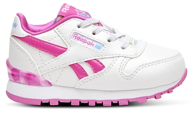 Reebok Girls Classic Leather Step N Flash - Girls' Toddler Shoes White/Pink