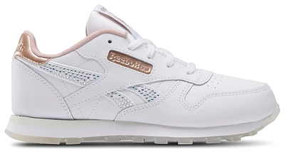 Reebok Girls Classic Leather - Girls' Preschool Shoes White/Rose Gold