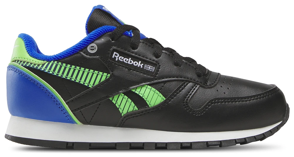 Reebok Boys Classic Leather Step N Flash - Boys' Preschool Shoes Solar Lime/Black/Optimum Blue