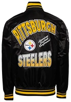 Pro Standard Mens Pitt. Steelers Turn It Up M Rib Satin Jacket - Black/Yellow