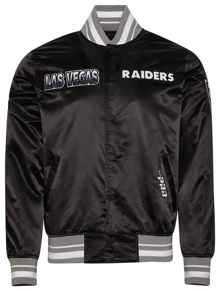 Pro Standard Mens Las Vegas Raiders Turn It Up M Rib Satin Jacket - Black/Silver