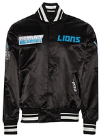 Pro Standard Mens Detroit Lions Turn It Up M Rib Satin Jacket - Carolina/Black