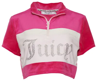 Juicy Couture Womens Mock Neck Zip Up T-Shirt - Pink