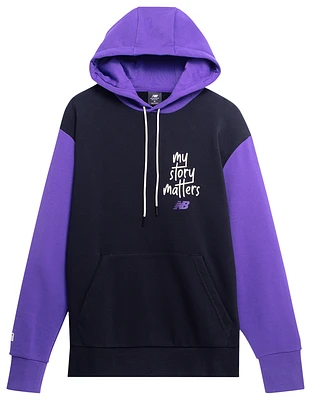 New Balance Mens My Story Matters Hoodie - Black/Purple