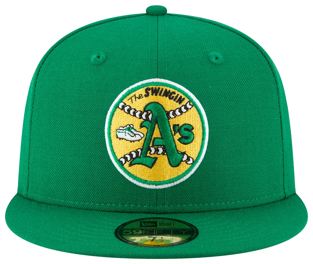 New Era Mens Athletics 59Fifty Cooperstown Wool Cap - Green/Yellow