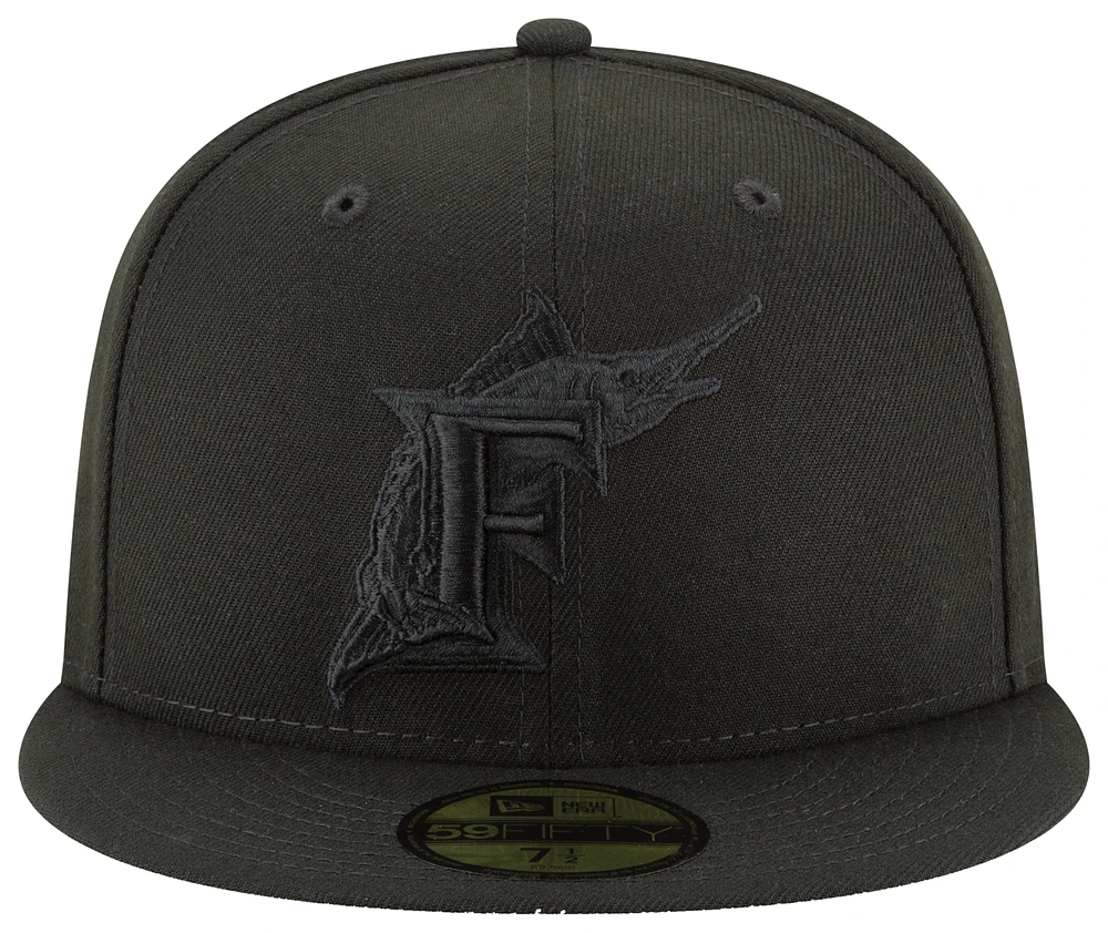 New Era New Era Marlins Marled Bob 5950 Fitted Hat - Adult Black/Black Size 7