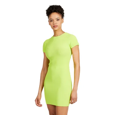 Cozi Womens Perfect Rib Dress - Lime Pop/Lime Pop