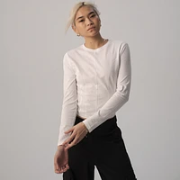 Cozi Womens Sculpted Long Sleeve T-Shirt - White