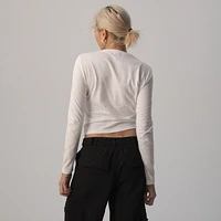 Cozi Womens Sculpted Long Sleeve T-Shirt - White