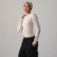 Cozi Womens Sculpted Long Sleeve T-Shirt - White