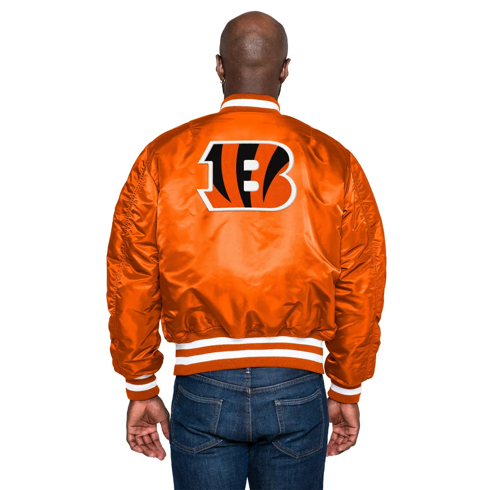 New Era Mens New Era Bengals Alpha Satin Jacket - Mens Orange/Black Size L