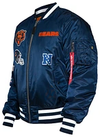 New Era Mens New Era Bears Alpha Satin Jacket - Mens Navy/Orange Size L