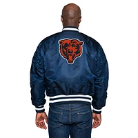 New Era Mens New Era Bears Alpha Satin Jacket - Mens Navy/Orange Size L
