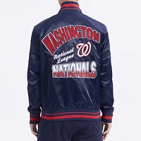 Pro Standard Mens Wash. Nationals Turn It Up M Rib Satin Jacket - Navy/Red