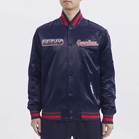 Pro Standard Mens Clev. Guardians Turn It Up M Rib Satin Jacket - Navy/Red