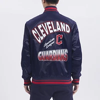 Pro Standard Mens Clev. Guardians Turn It Up M Rib Satin Jacket - Navy/Red