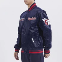 Pro Standard Mens Clev. Guardians Turn It Up M Rib Satin Jacket - Navy/Red