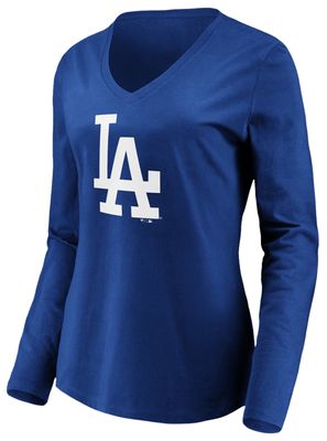 Fanatics Dodgers Official Logo Long Sleeve V-Neck T-Shirt
